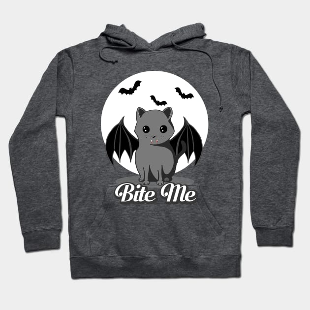 Bite Me Vampire Cat - Halloween Bat Cat by BlueTshirtCO Hoodie by BlueTshirtCo